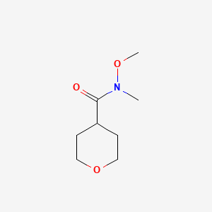 Chemical structure of N-methoxy-N-methyloxane-4-carboxamide