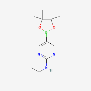 Chemical structure of N-Isopropyl-5-(4,4,5,5-tetramethyl-1,3,2-dioxaborolan-2-yl)pyrimidin-2-amine