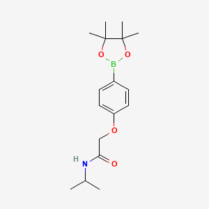 Chemical structure of N-Isopropyl-2-(4-(4,4,5,5-tetramethyl-1, 3,2-dioxaborolan-2-yl)phenoxy)acetamide
