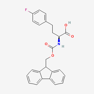 Chemical structure of N-Fmoc-(S)-4-fluorohomophenylalanine