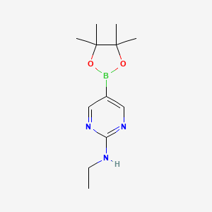 Chemical structure of N-Ethyl-5-(4,4,5,5-tetramethyl-1,3,2-dioxaborolan-2-yl)pyrimidin-2-amine