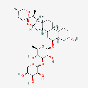 Chemical structure of Neochlorogenin 6-O-β-D-xylopyranosyl-(1→3)-β-D-quinovopyranoside