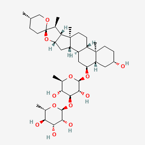 Chemical structure of Neochlorogenin 6-O-α-L-rhamnopyranosyl-(1→3)-β-D-quinovopyranoside