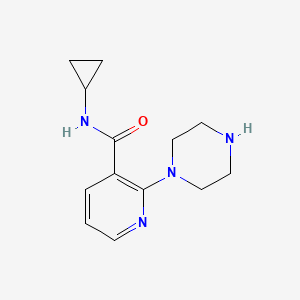 Chemical structure of N-Cyclopropyl-2-(piperazin-1-yl)nicotinamide