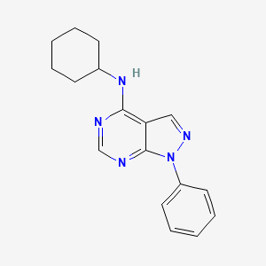 Chemical structure of N-Cyclohexyl-1-phenyl-1H-pyrazolo[3,4-d]pyrimidin-4-amine