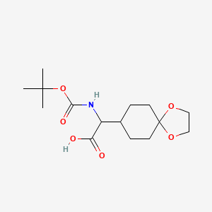 Chemical structure of N-Boc-amino-(1,4-dioxa-spiro[4.5]dec-8-yl)-acetic acid