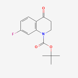 Chemical structure of N-Boc-7-fluoro-3,4-dihydroquinoline-4(2H)-one