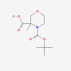 Chemical structure of N-Boc-3-methylmorpholine-3-carboxylic Acid