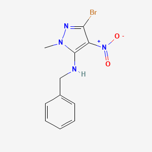 Chemical structure of N-Benzyl-3-bromo-1-methyl-4-nitro-1H-pyrazol-5-amine