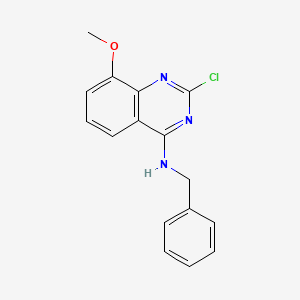 Chemical structure of N-benzyl-2-chloro-8-methoxyquinazolin-4-amine