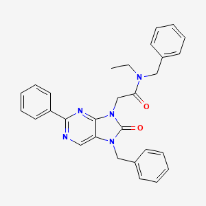 Chemical structure of N-benzyl-2-(7-benzyl-8-oxo-2-phenyl-7H-purin-9(8H)-yl)-N-ethylacetamide