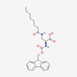 Chemical structure of Fmoc-l-dap(octanoyl)-oh
