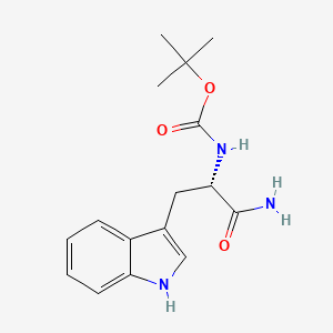 Chemical structure of N-alpha-Boc-L-tryptophan amide