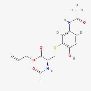 Chemical structure of N-Acetyl-S-[3-acetamino-6-hydroxphenyl]cysteine-d5 Allyl Ester