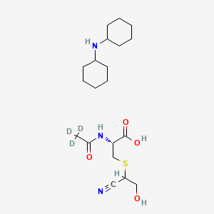 Chemical structure of N-Acetyl-S-(1-cyano-2-hydroxyethyl)-L-cysteine-d3 Dicyclohexylamine Salt