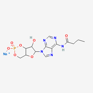 Chemical structure of N6-Monobutyryladenosine 3′:5′-cyclic monophosphate sodium salt