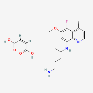 Chemical structure of N4-(5-Fluoro-6-methoxy-4-methylquinolin-8-yl)pentane-1,4-diamine maleate