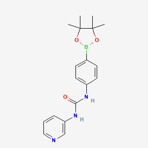 Chemical structure of N-3-pyridinyl-N'-[4-(4,4,5,5-tetramethyl-1,3,2-dioxaborolan-2-yl)phenyl]Urea