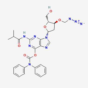 Chemical structure of N2-Isobutyryl-O6-diphenylcarbamoyl-3'-O-azidomethyl-2'-deoxyguanosine