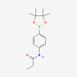 Chemical structure of N-[4-(tetramethyl-1,3,2-dioxaborolan-2-yl)phenyl]propanamide