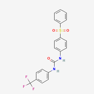 Chemical structure of N-[4-(Phenylsulfonyl)phenyl]-N'-[4-(trifluoromethyl)phenyl]urea