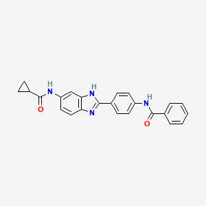 Chemical structure of N-[4-(5-cyclopropanecarboxamido-1H-benzimidazol-2-yl)phenyl]benzamide