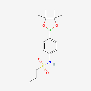 Chemical structure of N-[4-(4,4,5,5-tetramethyl-1,3,2-dioxaborolan-2-yl)phenyl]propane-1-sulfonamide