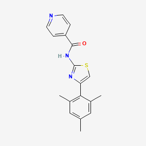 Chemical structure of N-[4-(2,4,6-Trimethylphenyl)-2-thiazolyl]-4-pyridinecarboxamide