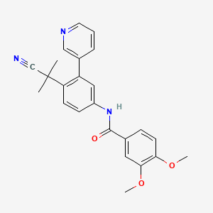 Chemical structure of N-[4-(1-Cyano-1-methylethyl)-3-(3-pyridinyl)phenyl]-3,4-dimethoxybenzamide