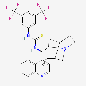 Chemical structure of N-[3,5-Bis(trifluoromethyl)phenyl]-N'-(9R)-cinchonan-9-ylthiourea