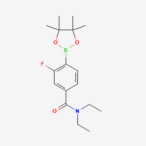 Chemical structure of N,N-diethyl-3-fluoro-4-(4,4,5,5-tetramethyl-1,3,2-dioxaborolan-2-yl)benzamide