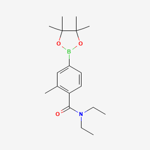 Chemical structure of N,N-diethyl-2-methyl-4-(4,4,5,5-tetramethyl-1,3,2-dioxaborolan-2-yl)benzamide