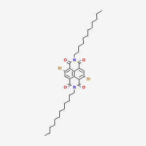 Chemical structure of N,N'-didodecyl-2,6-dibromonaphthalene-1,4,5,8-tetracarboxylic acid bisimide