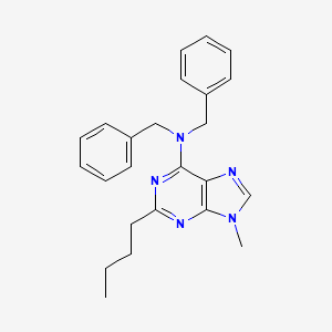 Chemical structure of N,N-dibenzyl-2-butyl-9-methyl-9H-purin-6-amine