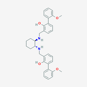 Chemical structure of N,N'-Bis[3-(2-methoxyphenyl)-2-hydroxybenzyl](1R,2R)-1,2-cyclohexanediamine
