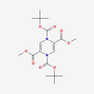 Chemical structure of N,N-bis-(tert-butoxycarbonyl)-2,5-bis-methoxycarbonyl-1,4-dihydropyrazine