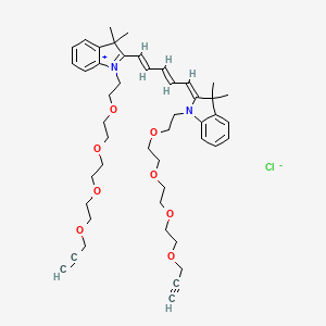 Chemical structure of N,N'-bis-(propargyl-PEG4)-Cy5 (chloride)