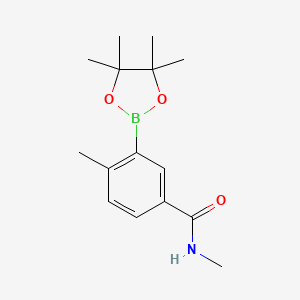 Chemical structure of N,4-dimethyl-3-(4,4,5,5-tetramethyl-1,3,2-dioxaborolan-2-yl)benzamide