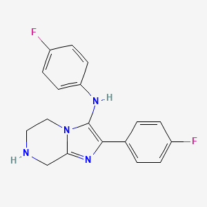 Chemical structure of N,2-Bis(4-fluorophenyl)-5,6,7,8-tetrahydroimidazo[1,2-a]pyrazin-3-amine