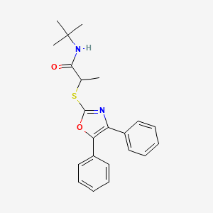 Chemical structure of N-(tert-Butyl)-2-((4,5-diphenyloxazol-2-yl)thio)propanamide