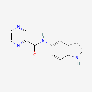 Chemical structure of N-(indolin-5-yl)pyrazine-2-carboxamide