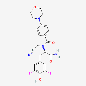 Chemical structure of N-(Cyanomethyl)-3,5-diiodo-N(alpha)-[4-(4-morpholinyl)benzoyl]-L-tyrosinamide