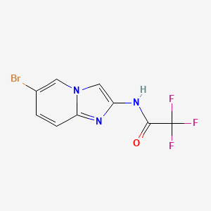Chemical structure of N-(6-bromoH-imidazo[1,2-a]pyridin-2-yl)-2,2,2-trifluoroacetamide