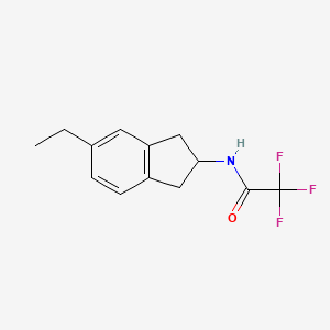 Chemical structure of N-(5-ethyl-2,3-dihydro-1H-inden-2-yl)-2,2,2-trifluoroacetamide