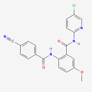 Chemical structure of N-(5-Chloro-2-pyridinyl)-2-[(4-cyanobenzoyl)amino]-5-methoxybenzamide