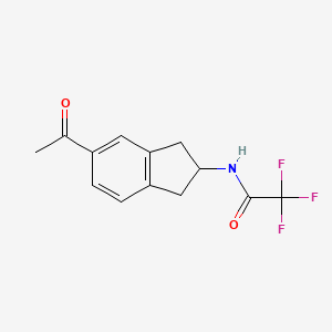 Chemical structure of N-(5-Acetyl-2,3-dihydro-1H-inden-2-yl)-2,2,2-trifluoroacetamide