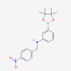 Chemical structure of N-(4-nitrobenzyl)-3-(4,4,5,5-tetramethyl-1,3,2-dioxaborolan-2-yl)aniline