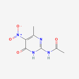 Chemical structure of N-(4-hydroxy-6-methyl-5-nitropyrimidin-2-yl)acetamide