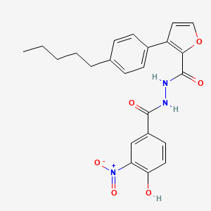 Chemical structure of N'-(4-Hydroxy-3-nitrobenzoyl)-3-(4-pentylphenyl)-2-furohydrazide