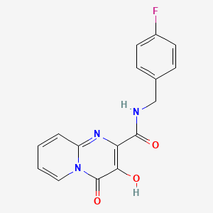 Chemical structure of N-(4-Fluorobenzyl)-3-hydroxy-4-oxo-4H-pyrido[1,2-a]pyrimidine-2-carboxamide